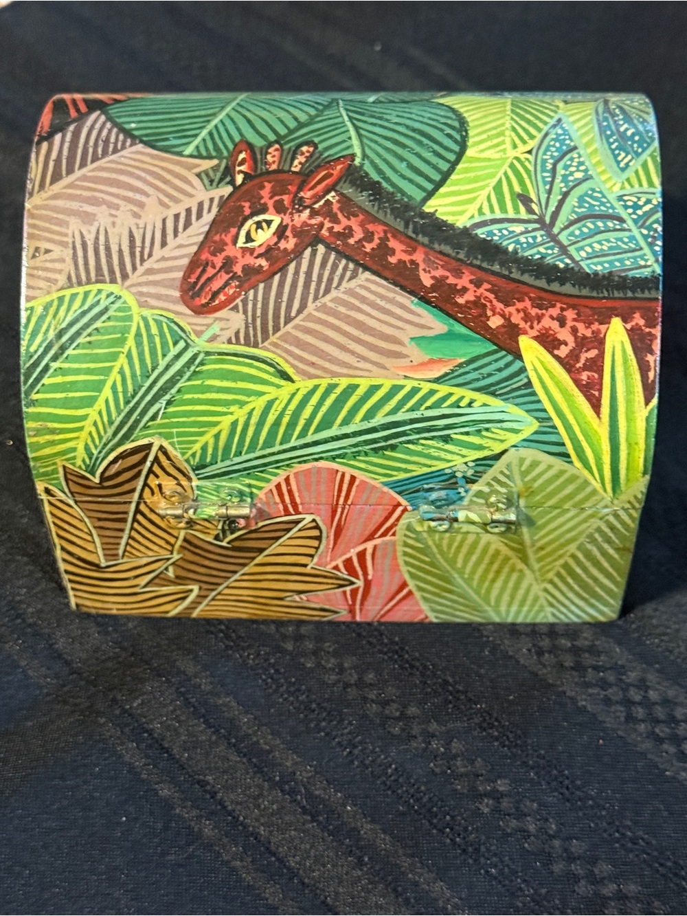Hand painted wooden Jungle safari trinket keepsake box